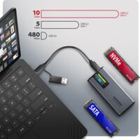 Axagon EEM2-SD2 2.5" USB 3.2 Gen 2 M.2 Külső SSD ház - Ezüst