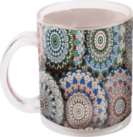 Iris Mandala mintás üveg bögre 9,7cm - Mintás