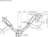 Maclean MC-988 17"-32" LCD TV / Monitor asztali tartó kar - Fekete (2 kijelző)
