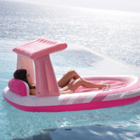 Intex: Csónak alakú matrac napellenzővel - Rózsaszín (244 x 119 x 97 cm)