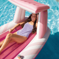 Intex: Csónak alakú matrac napellenzővel - Rózsaszín (244 x 119 x 97 cm)