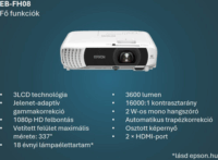 Epson EBFH08 FullHD 3600 Lumen Prrojektor - Fehér