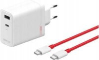 OnePlus Dual Ports USB Type-C + Type-A Hálózati Gyorstöltő Adapter 120W - Fehér / Piros