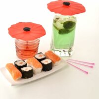 Charles Viancin 2905EU Poppy Szilikon Pohár tető készlet 11,5 cm 2 darab - Piros Pipacs forma