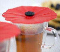 Charles Viancin 2905EU Poppy Szilikon Pohár tető készlet 11,5 cm 2 darab - Piros Pipacs forma