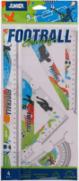 Junior 4 részes iskolai vonalzó készlet - Foci mintás