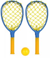 Műanyag hálós teniszütő szett labdával - Kék/Sárga