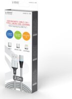 Savio CL-156 USB-a apa - MicroUSB-B/USB-C/Lightning apa Mágneses 2.0 Adat és töltő kábel 2m - Ezüst