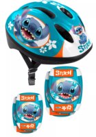 Stamp 3 részes biciklis védőfelszerelés szett bukósisakkal és könyökvédővel - Stich mintás (52-56 cm)