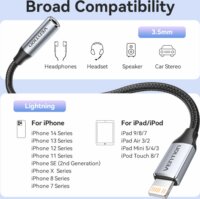 Vention BMBHA Lightning apa - 3.5mm Jack anya Átalakító Adapter - Szürke