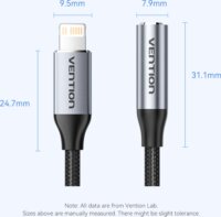 Vention BMBHA Lightning apa - 3.5mm Jack anya Átalakító Adapter - Szürke