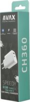 Avax CH360 USB-A / USB-C Hálózati Gyorstöltő Adapter 65W - Fehér