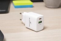 Bluestork PW-30-CA USB-C / USB-A Hálózati Gyorstöltő Adapter 30W - Fehér
