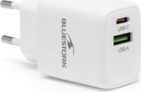 Bluestork PW-30-CA USB-C / USB-A Hálózati Gyorstöltő Adapter 30W - Fehér
