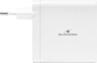 Bluestork PW-NB-65-C-W USB-C / USB-A Hálózati Gyorstöltő Adapter 65W + 1.8m USB-C kábel - Fehér