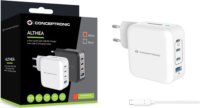Conceptronic ALTHEA18W 3xUSB-C / USB-A Hálózati Gyorstöltő Adapter 100W + USB-C töltőkábel - Fehér