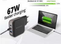 Conceptronic ALTHEA17B 2xUSB-C / USB-A Hálózati Gyorstöltő Adapter 67W + USB-C töltőkábel - Fekete