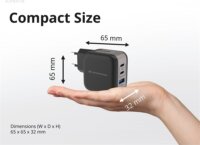 Conceptronic ALTHEA17B 2xUSB-C / USB-A Hálózati Gyorstöltő Adapter 67W + USB-C töltőkábel - Fekete