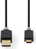 Nedis CCBW60601AT20 USB-A apa - USB-C apa 2.0 Adat és töltő kábel 2m - Fekete