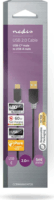 Nedis CCBW60601AT20 USB-A apa - USB-C apa 2.0 Adat és töltő kábel 2m - Fekete