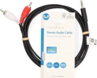 Nedis CAGL22200BK20 3.5mm Jack Sztereó apa - 2X RCA apa kábel 2m - Fekete