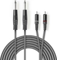 Nedis COTH23320GY30 2x 6.35mm Jack apa - 2x RCA apa Audio Kábel 3m - Szürke