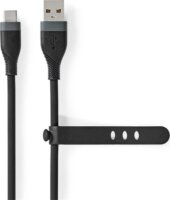 Nedis CCGB60800BK15 Flexibilis USB-A apa - USB-C apa 2.0 Adat és töltő kábel 15W 1.5m - Fekete
