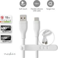 Nedis CCGB60800WT15 Flexibilis USB-A apa - USB-C apa 2.0 Adat és töltő kábel 15W 1.5m - Fehér