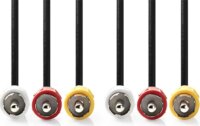 Nedis CVGL24300BK20 3x RCA apa - 3x RCA apa Kompozit Kábel 2m - Fekete