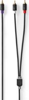 Nedis CABW24000AT30 RCA apa - 2x RCA apa Audio kábel 3m - Fekete