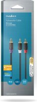 Nedis CABW24000AT30 RCA apa - 2x RCA apa Audio kábel 3m - Fekete