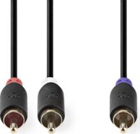 Nedis CABW24000AT30 RCA apa - 2x RCA apa Audio kábel 3m - Fekete