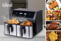 Eldom Ideal IK1500 DUALCRISP AirFryer Forrólevegős sütő 9L 2000 Watt - Fekete / Inox