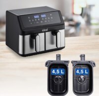 Eldom Ideal IK1500 DUALCRISP AirFryer Forrólevegős sütő 9L 2000 Watt - Fekete / Inox