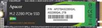 Apacer 256GB AS2280Q4L Gen4 x4NVMe PCIe M.2 SSD