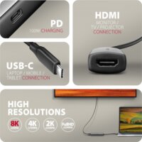 Axagon RVC-HI8KPD USB-C apa - HDMI anya 8K 60Hz Átalakító Adapter - Fekete