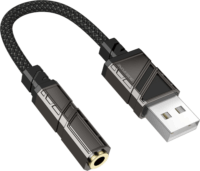 Borofone BV23 USB-C apa - 3.5mm Jack anya Átalakító Adapter - Fekete