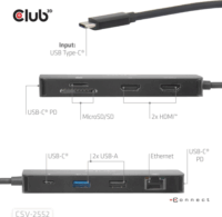 Club3D CSV-2552 Univerzális USB-C Laptop dokkoló Állomás 100 Watt
