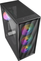 Sharkoon VK4 Rainbow Midi Torony Számítógépház + 4db 120mm LED ventilátor - Fekete