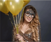 Partiszemüveg „Happy New Year" felirattal - Fekete