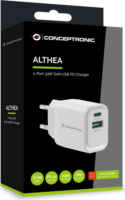 Conceptronic ALTHEA19W33 GaN USB-A / USB-C Hálózati Gyorstöltő Adapter 33W - Fehér