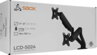 Sbox LCD-S024-2 17"-32" TV / Monitor asztali tartó kar - Fekete (2 kijelző)