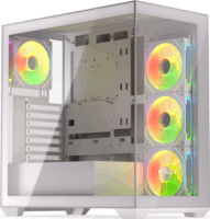 Krux Exo Midi Torony Számítógépház + 4db 120mm ventilátor - Fehér