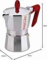 Pedrini 9083-0 3 személyes Kotyogós kávéfőző - Ezüst / Piros