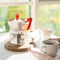 Pedrini 9083-0 3 személyes Kotyogós kávéfőző - Ezüst / Piros