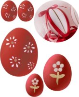 Iris Műanyag tojás Húsvéti dekoráció 4x6cm - Virágos / Csíkos (6db/csomag)