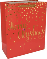 Merry Christmas feliratos Papírtasak (31x40x12 cm) - Piros