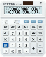 CTIFREE CT-729W Elem / Napelem 14 digit számológép - Fehér