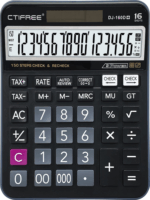 CTIFREE DJ-160Dplus Elem / Napelem 16 digit Számológép TAX funkcióval - Fekete