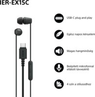 Sony IEREX15CB-CE7 USB Type-C Vezetékes Fülhallgató Headset - Fekete